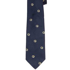 Vintage Givenchy Tie Necktie Navy Blue White Silk Blend Men's